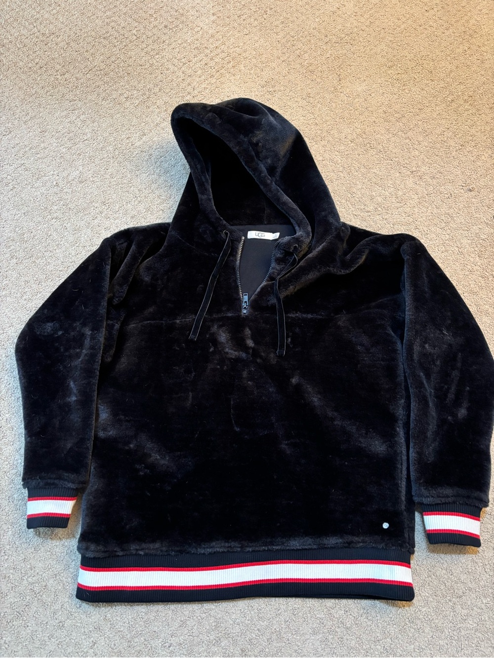 UGG 1095904 Women's Black Kailani Sherpa Pull-Over Hoodie Size Small